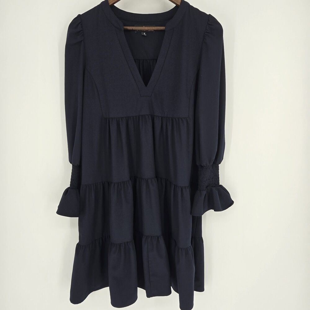 Pomander Place Blue Kenzo Dress Medium Tiered Split V neck